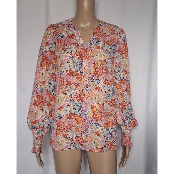 Dokotoo Women's Casual V-Neck Easel Floral Print Long Sleeve Blouses Small - Picture 2 of 8